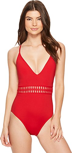 Kenneth Cole Women's Weave Your Own Way One Piece X-Back Tank Swimsuit Spice. Fashion Invite App.